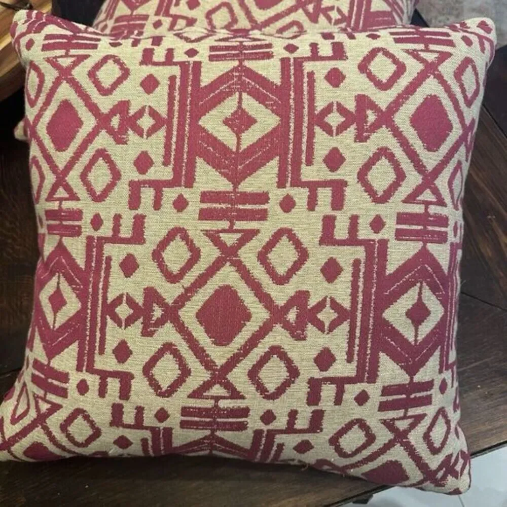 Jonathan Louis 2 Abstract Pink Lattice Feather 21” Square Pillow Couch Pillow